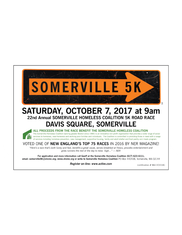 22nd Annual 5K Somerville Road Race to benefit Homeless Coalition