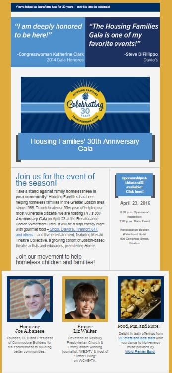 Housing Families 30th Anniversary Gala
